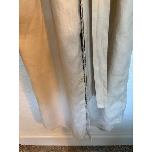 Quince European Flax Linen Belted Long Sleeve Shirtdress in Sand Size M - Picture 7 of 10